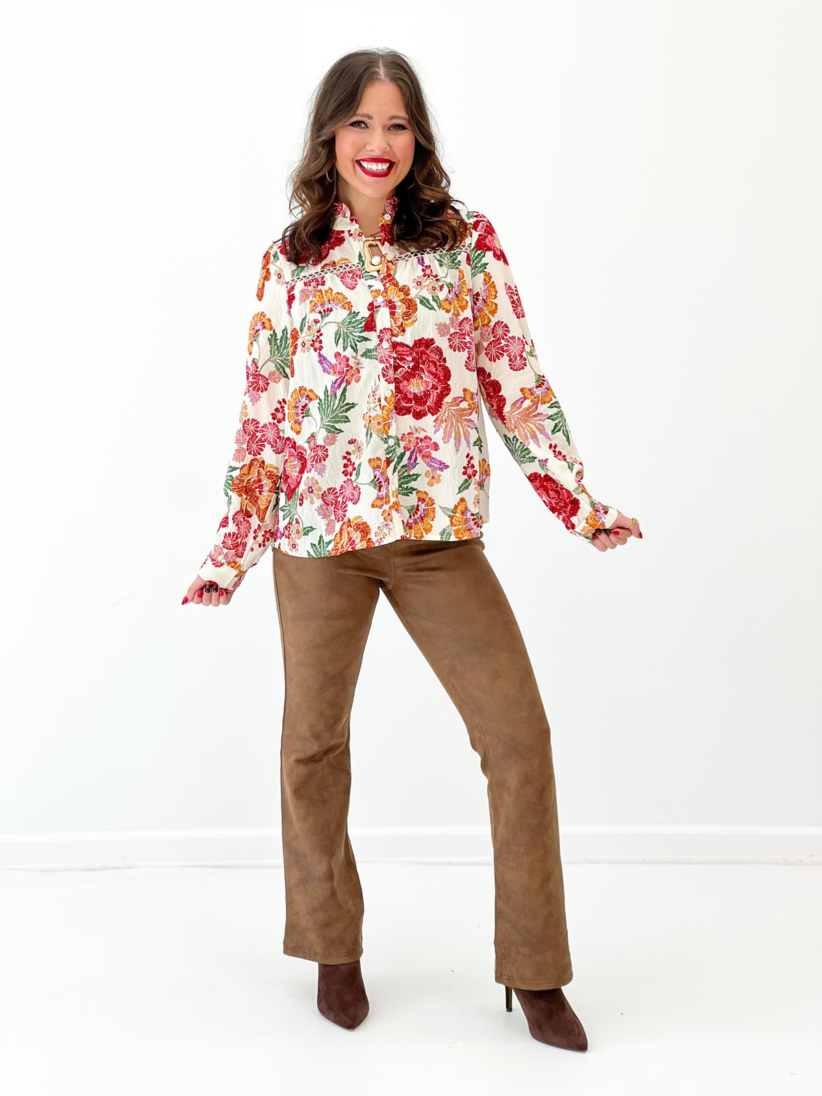 Fate Lace Trimmed Stand Collar Blouse