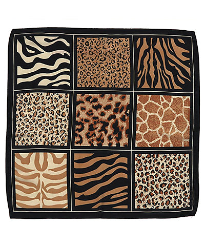 Golden Stella Animal Print Silky Bandana in Black
