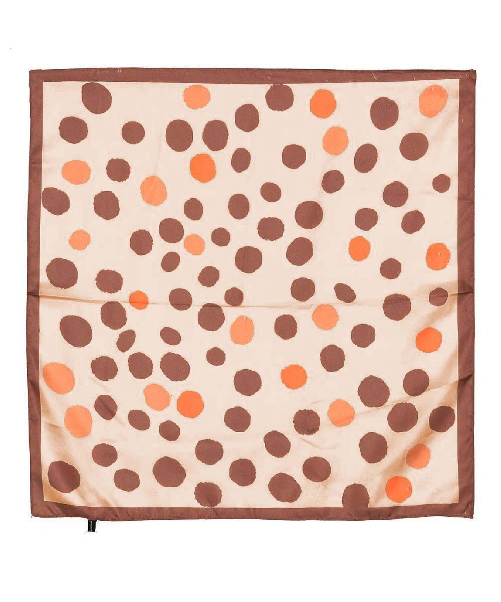 Golden Stella Multi Dot Print Silky Bandana Scarf in Brown Multi