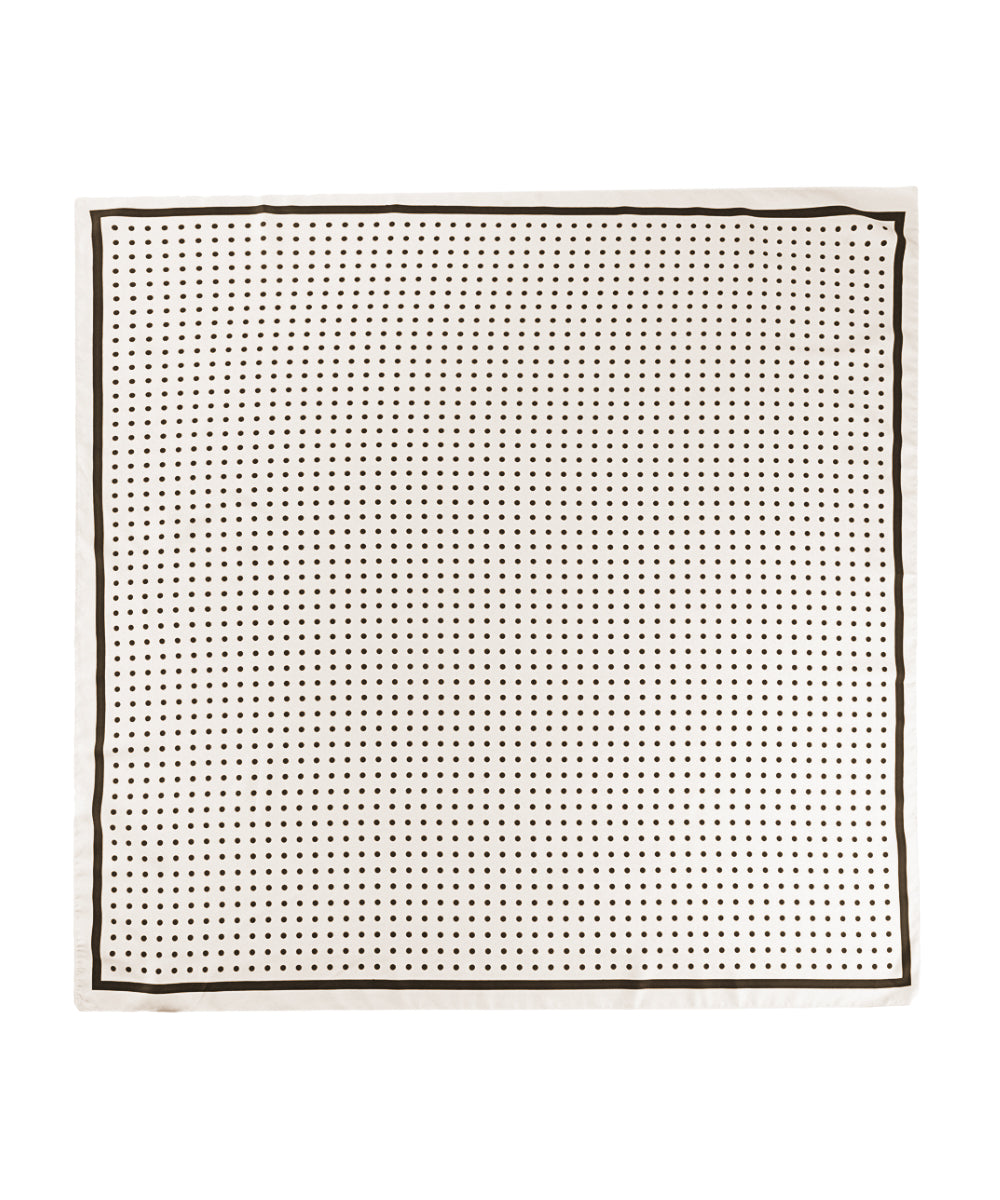 Golden Stella Silk Feel Polka Dot Print Scarf in White