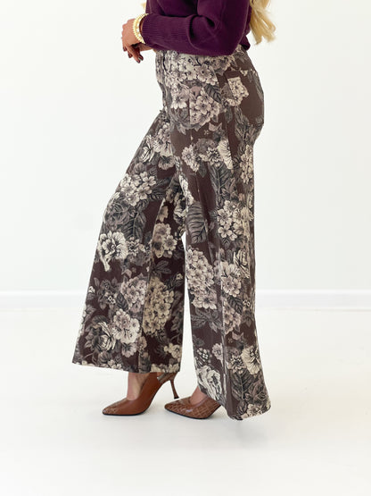 Entro Floral Print Wide Leg Pants