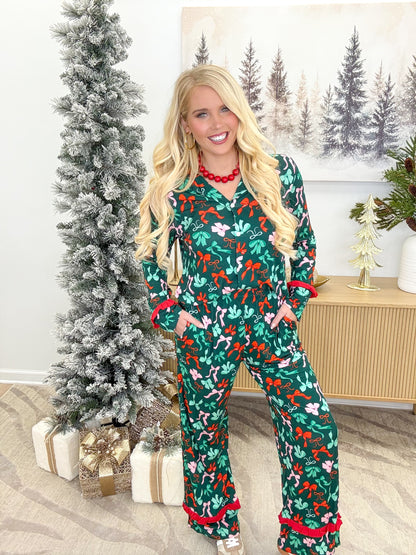 The Lavish Label Multi Bow Pajama Set