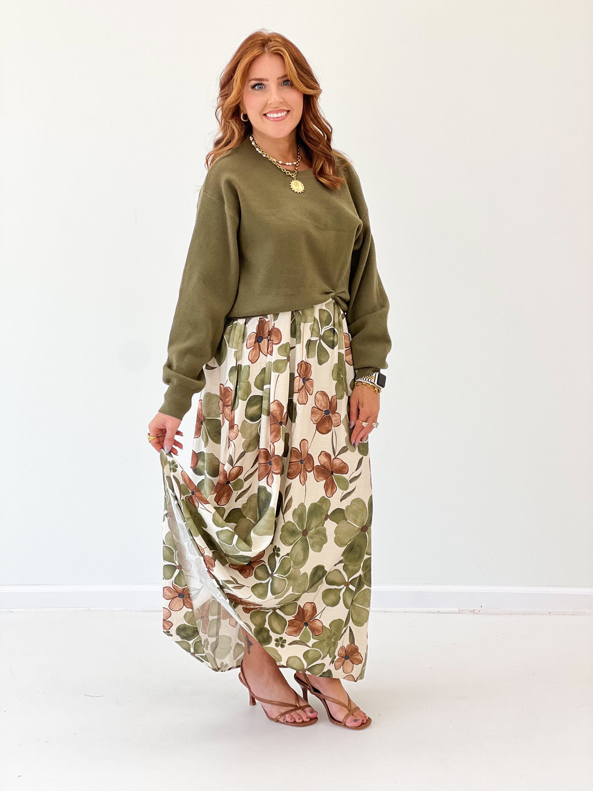 Entro Floral Sleeveless Midi Dress Set