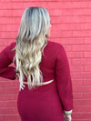 Red Balloon Long Sleeve Ribbed Sweater Dress