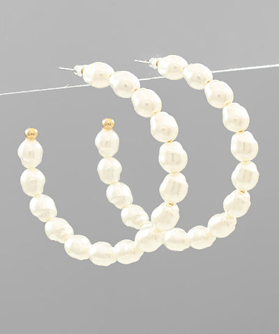 Pearl Open Hoops Cream/Gold