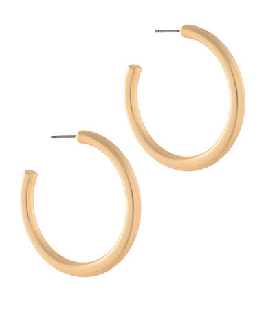 Golden Stella 1.75 Inch Open Hoops in Matte Gold