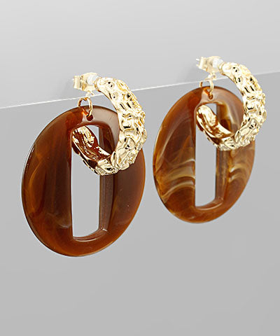 Round Acrylic & Textured Hoops Brown