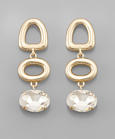 Crystal 3 Link Earrings Gold/Clear