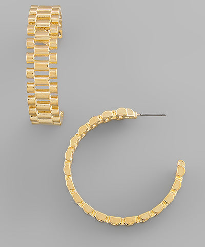 Texture Railroad Pattern Hoops Gold
