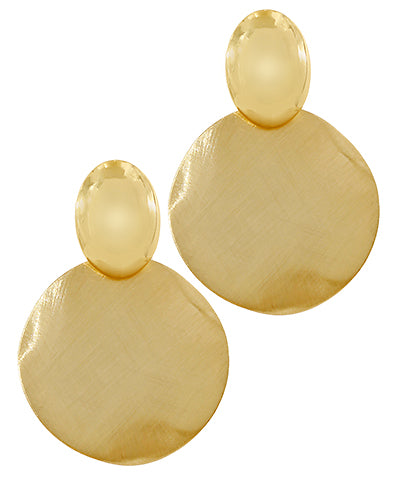 Golden Stella Bold Wavy Disk & Oval Earrings in Gold
