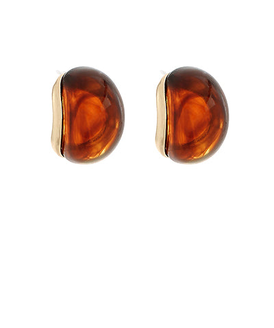 Golden Stella Marble Oval Dome Metal Hoops in Tortoise/Gold