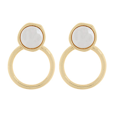 Ring Round Pearl Earrings Cream/Gold