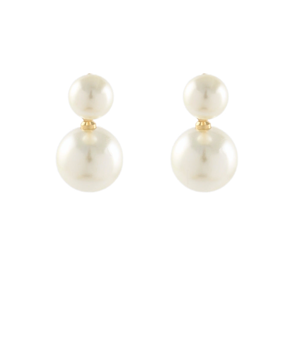 Golden Stella 2 Pearl Dangle Earrings in Cream