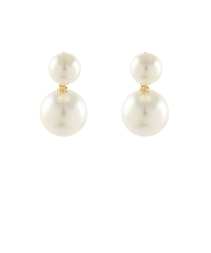 Golden Stella 2 Pearl Dangle Earrings in Cream