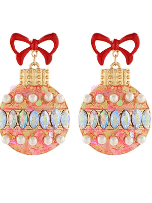 Christmas Pave Ornament Earrings