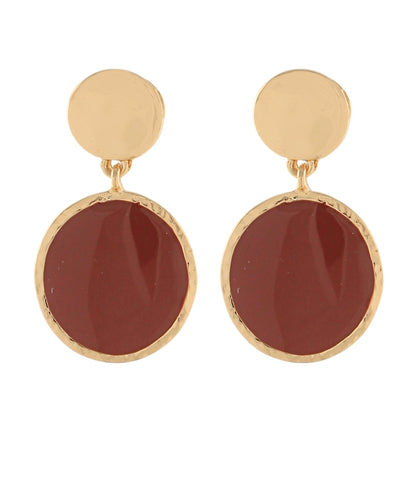 Golden Stella Round Stone Dangle Earrings in Brown