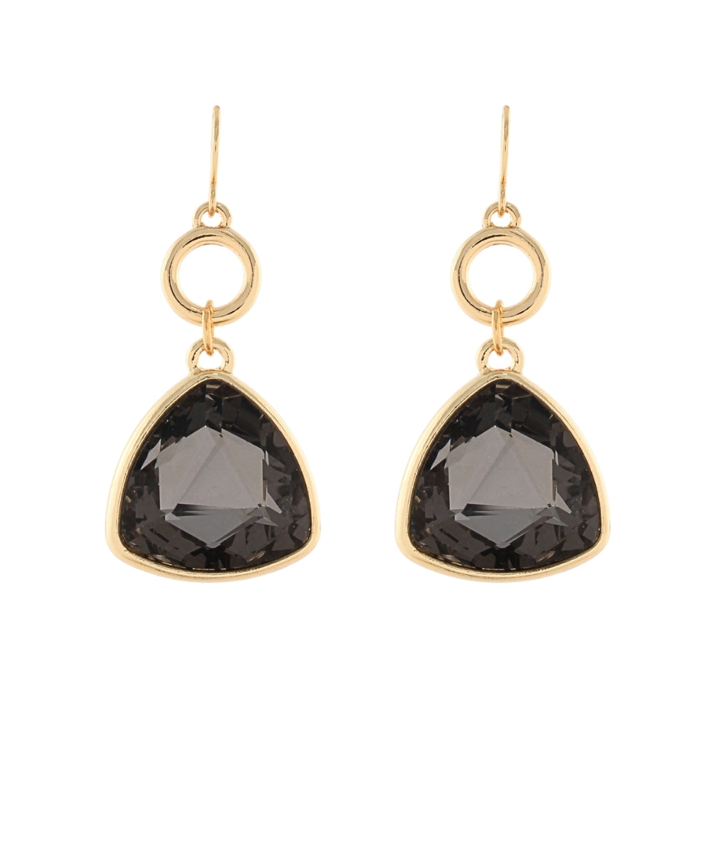 Golden Stella Triangle Stone & Ring Earrings in Black Diamond