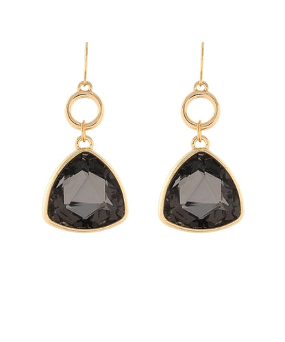 Golden Stella Triangle Stone & Ring Earrings in Black Diamond