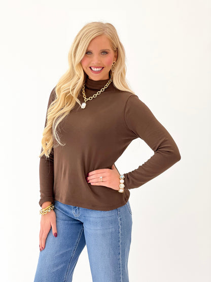 Staccato Mock Neck Long Sleeve Top