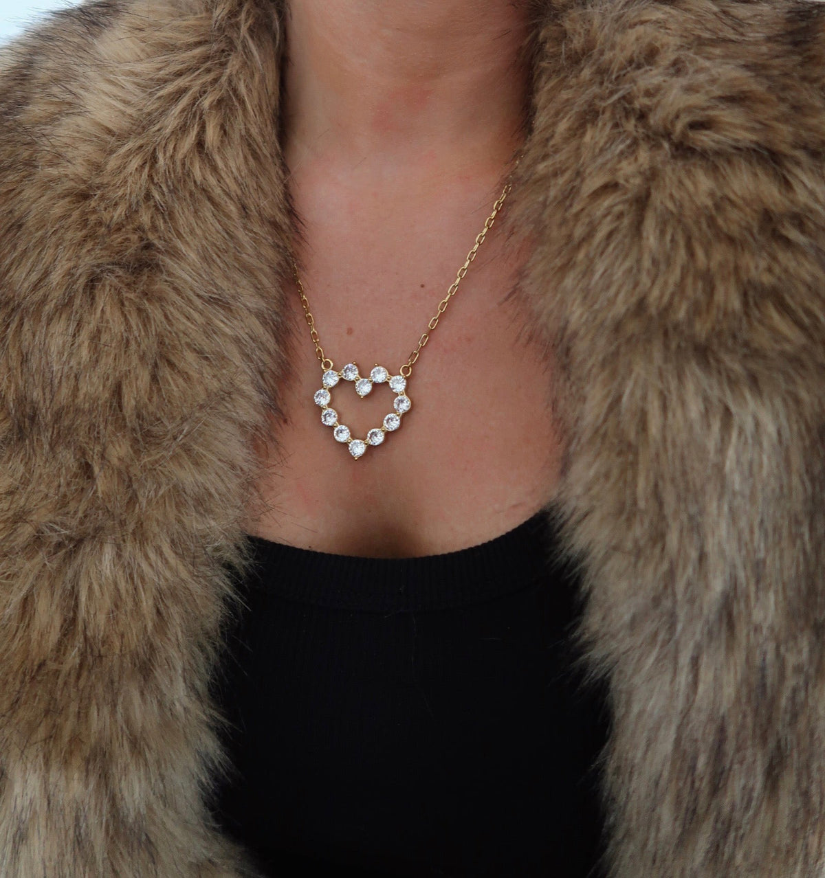 Chan Sutt Large Diamond Heart Necklace