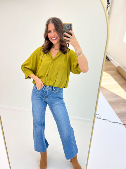 Glam Puff Sleeve Bubble Hem Shirt