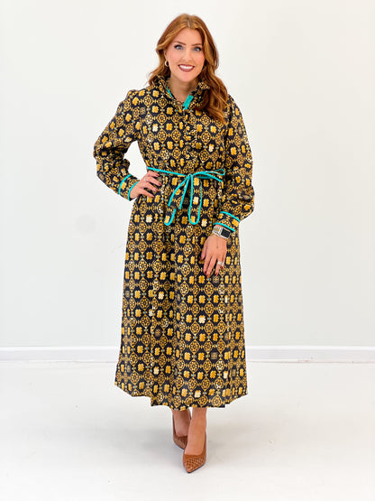 Jodifl Geo Floral Button Up Midi Dress