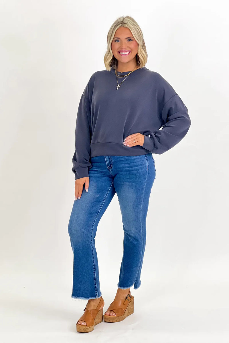 Charcoal Scuba Long Sleeve Top