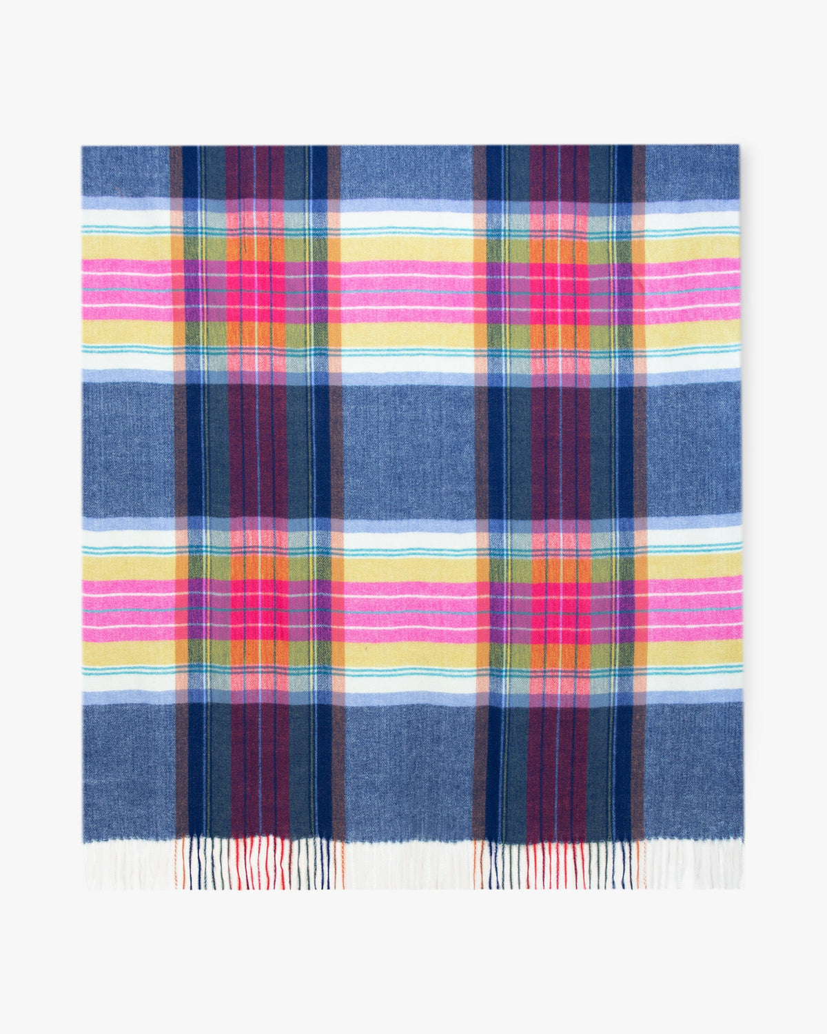 Original USA Madras Plaid Blanket Scarf Navy