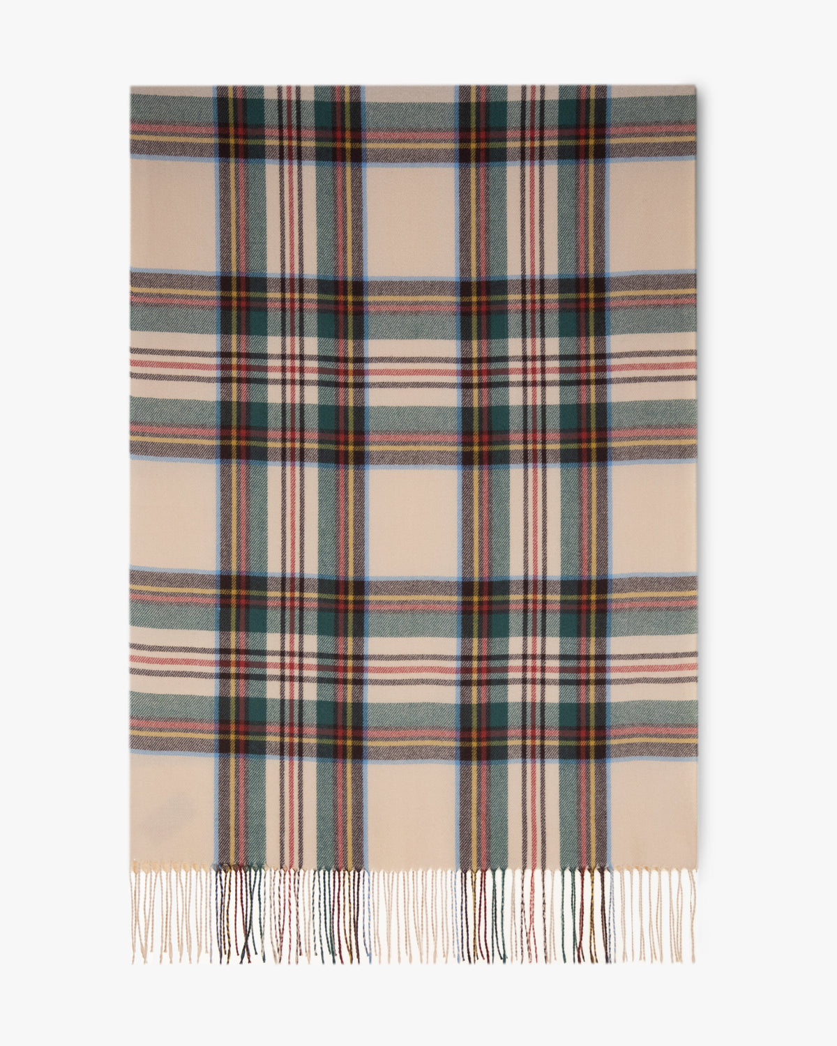Original USA Modern Highland Plaid Scarf with Fringe Tan