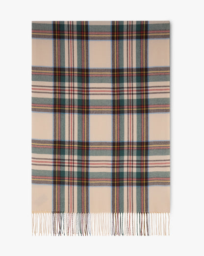 Original USA Modern Highland Plaid Scarf with Fringe Tan