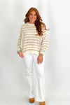 Taupe and Sand Striped Batwing Sleeve Sweater