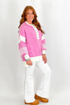 Cool Pink Oversized Button Up Sweater