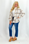 Mint and Ivory Plaid Button Down Shacket