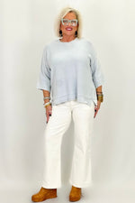 Cloud Blue Half Sleeve Mineral Washed Top