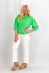 Apple Green Soft Banded Detail Top