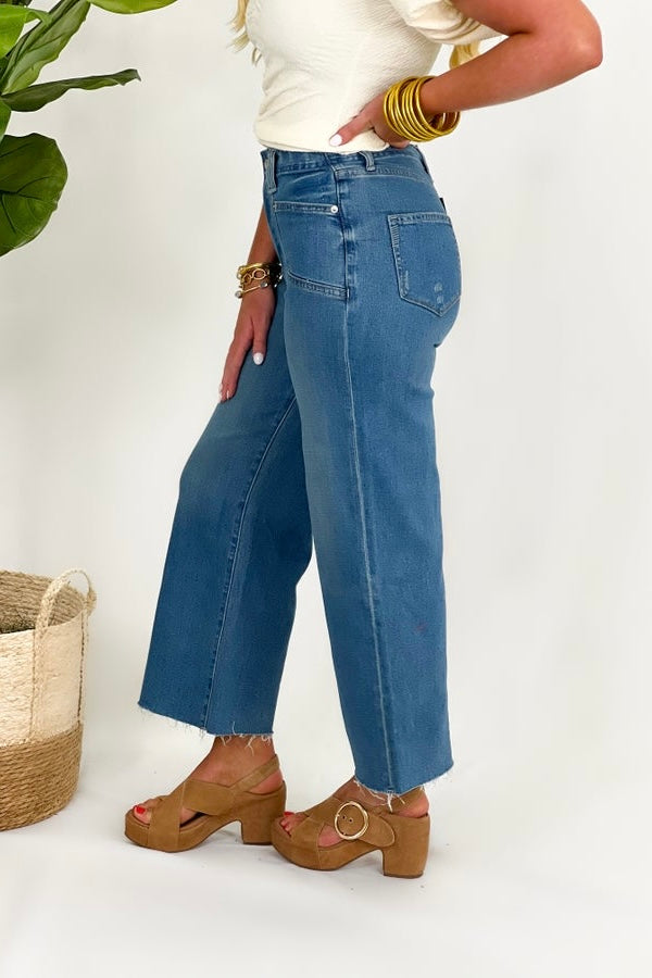 Denim Cropped Straight Leg Jeans