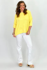 Yellow Half Sleeve Mineral Washed Top