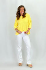 Yellow Half Sleeve Mineral Washed Top