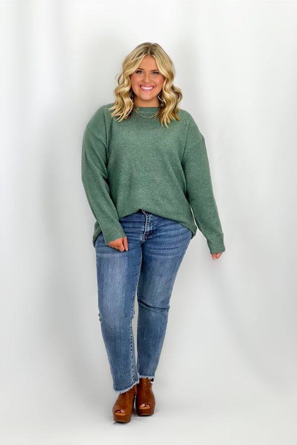 Teal Green Brushed Soft Long Sleeve Sweater