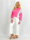 Pink and Heather Grey Color Block Long Sleeve Top