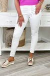 White Mid Rise Crop Skinny