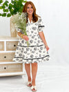 Cream Floral Print Tiered Dress