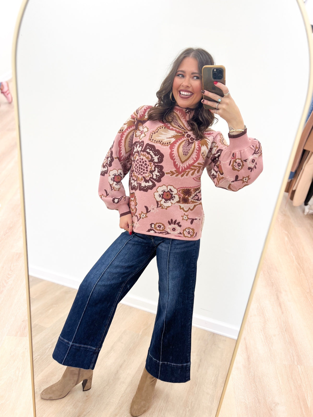 Fate Bold Floral Paisley Funnel Neck Sweater | Fate BY LFD