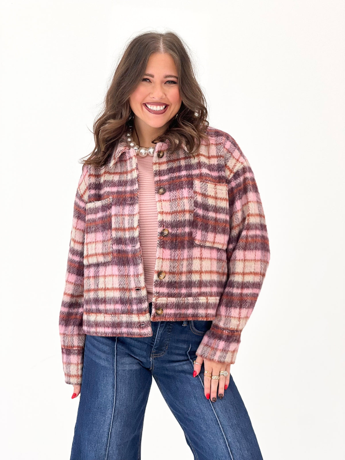 Eesome Plaid Button Down Collared Jacket | Eesome