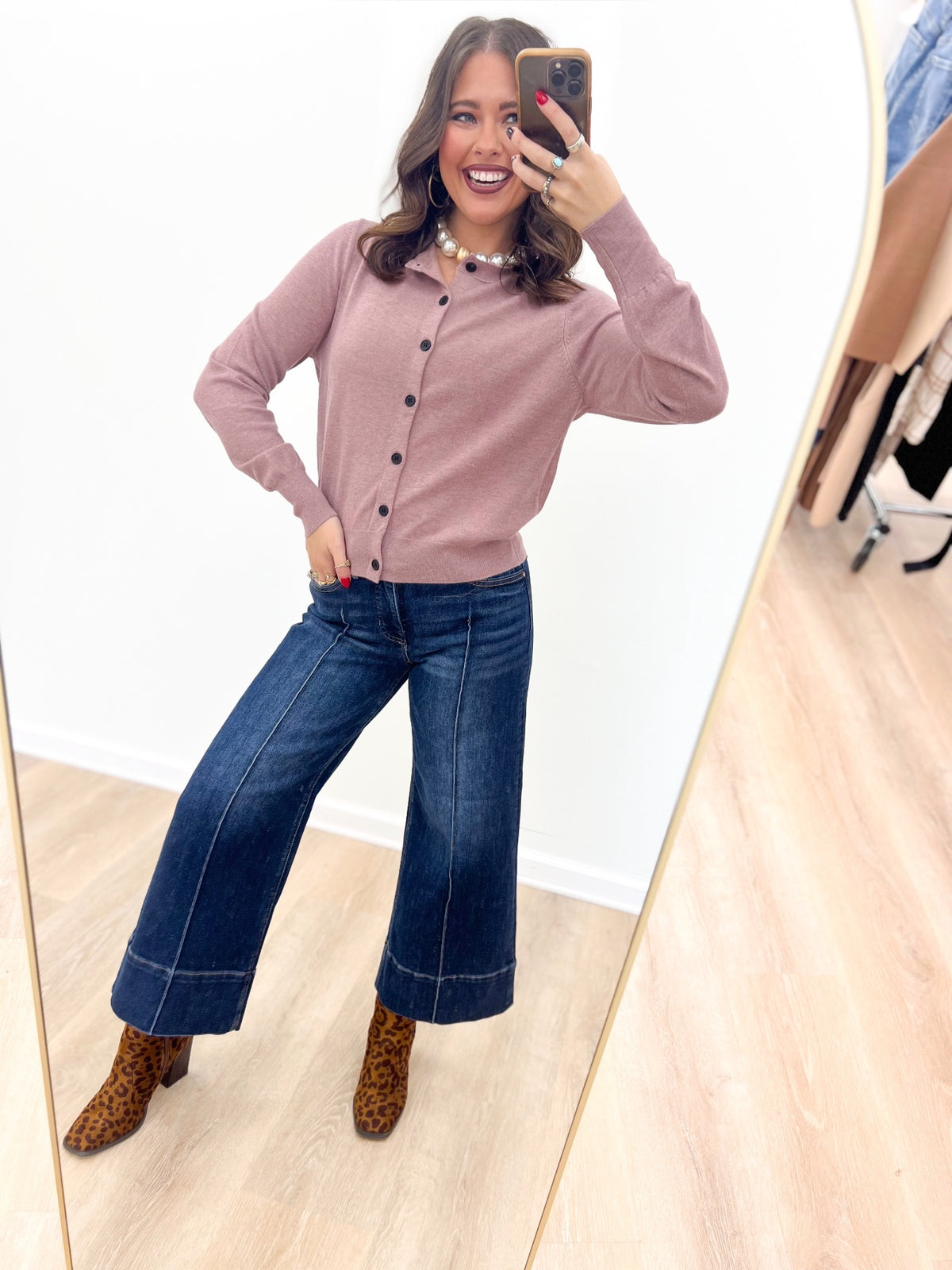 Charlotte Avery Wool Blend Crewneck Button-Up Knit Top | Charlotte Avery
