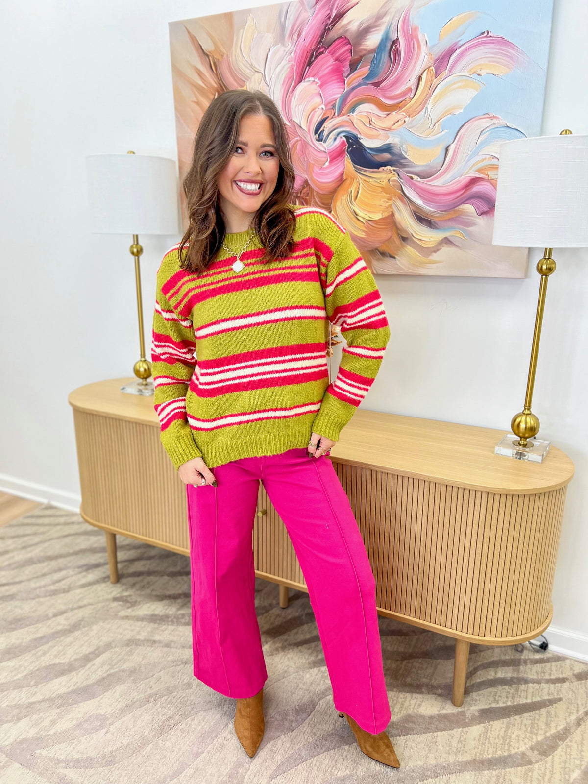 Lumiere Mixed Stripe Crewneck Sweater