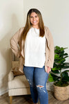 Taupe Long Sleeve Pleated Blazer