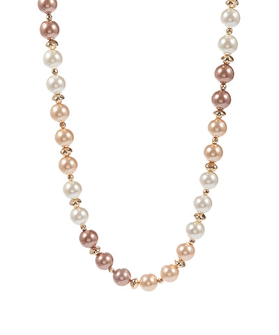 Golden Stella Bead and Ball Necklace in Cream/Peach