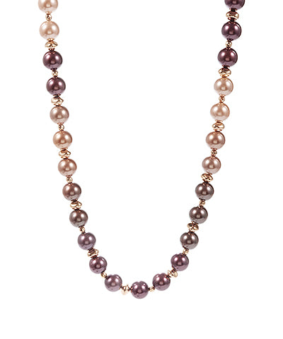 Golden Stella Bead and Ball Necklace in Siam/Peach