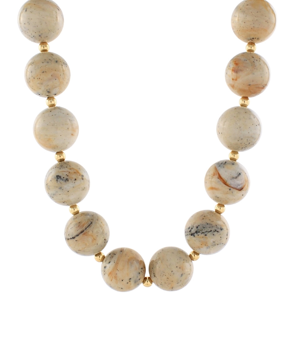 Golden Stella Marble Acrylic Bead Necklace in Beige